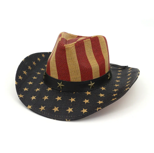 American Flag Cowboy Hat - Red