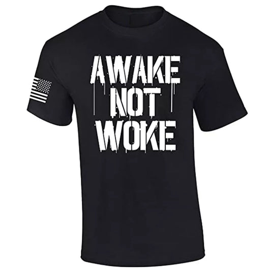 Awake Not Woke Conservative Republican Patriotic Men's Short Sleeve T-Shirt Graphic Tee