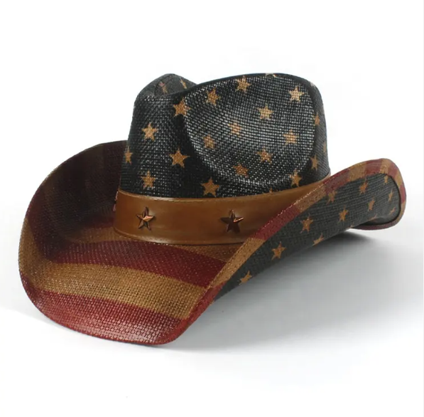 American Flag Cowboy Hat - Brown