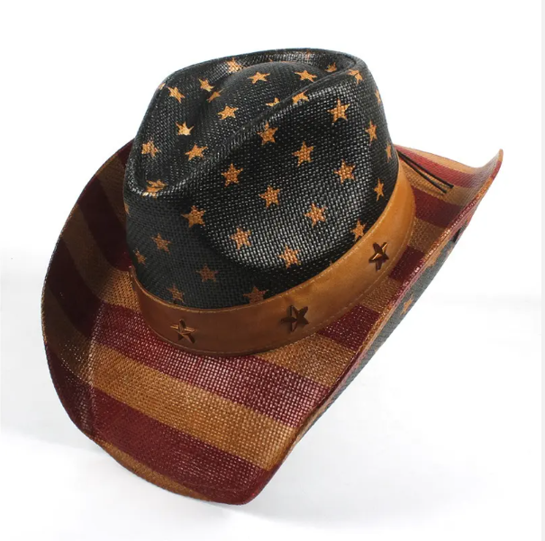 American Flag Cowboy Hat - Brown