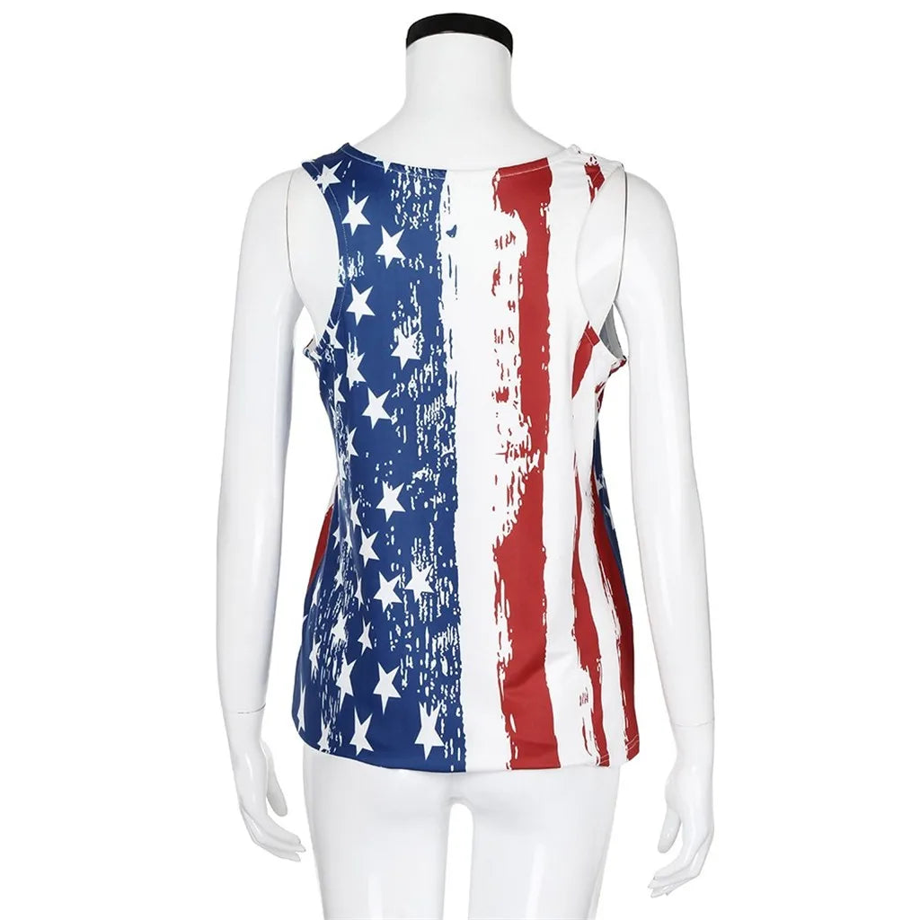 Womens tank top Sleeveless Vest Patriotic Stripes Star American Flag Print Tank Tops streetwear tops mujer verano 2023NEW