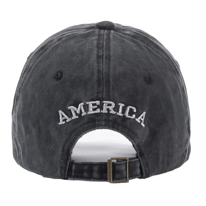 Unisex Washed Cotton Vintage Cap High Quality American Flag Embroidery Baseball Cap Men And Women Outdoor Sports USA Hats