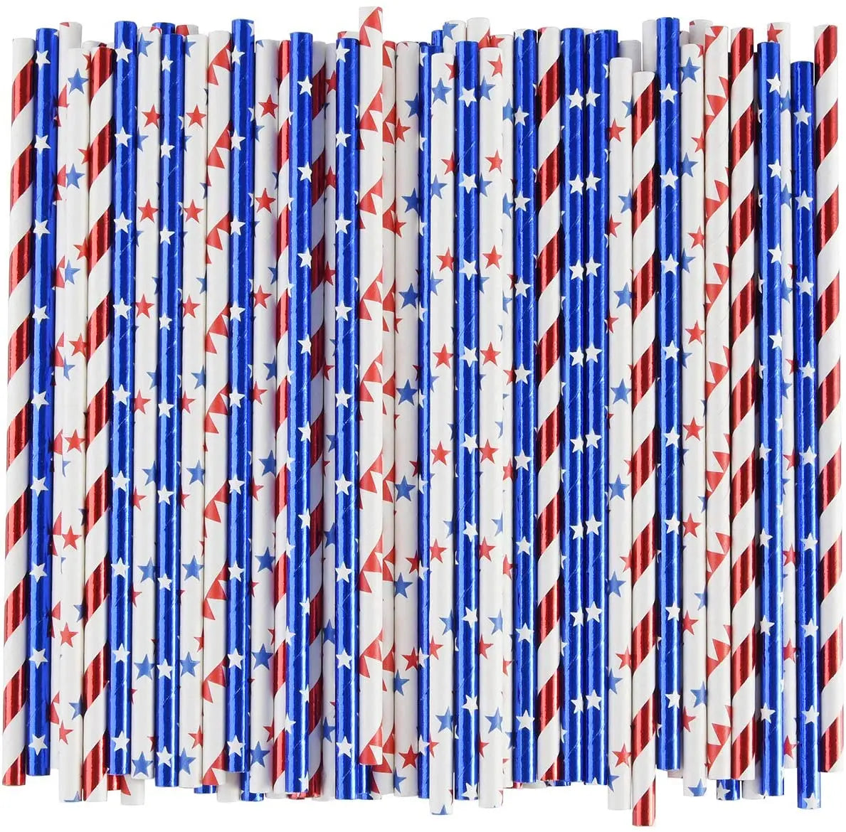 Omilut 10pcs American Straws 4th of July Independence Day Straws American Flag Patriotic Party Disposable Tableware Set Supplies