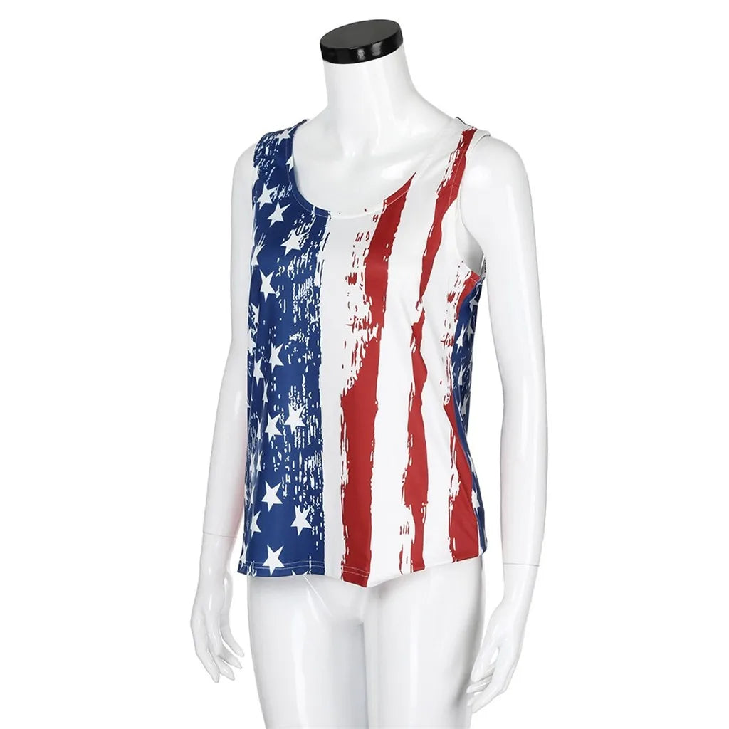 Womens tank top Sleeveless Vest Patriotic Stripes Star American Flag Print Tank Tops streetwear tops mujer verano 2023NEW