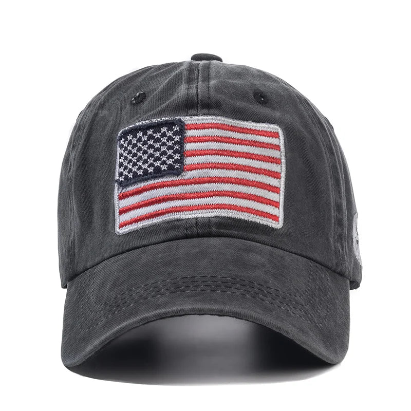Unisex Washed Cotton Vintage Cap High Quality American Flag Embroidery Baseball Cap Men And Women Outdoor Sports USA Hats